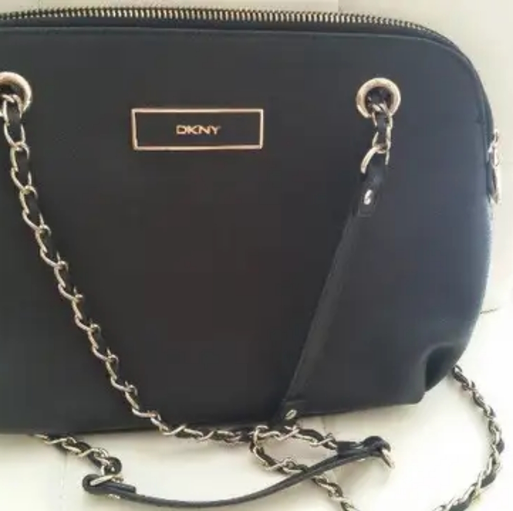 DKNY black leather handbag
